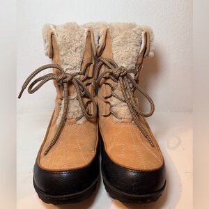 Women's Tan and Black Winter Snow Boots
